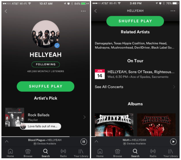 Eventbrite concerts on Spotify